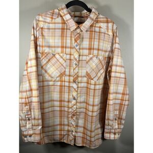 Marmot Flannel Shirt Mens 3XL Orange Plaid Button Up Long Sleeve Gorpcore